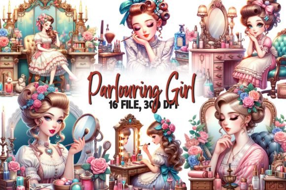 Beauty Parlour in Pin Up Girl Grafika Ilustracje do Druku Przez Dreamshop