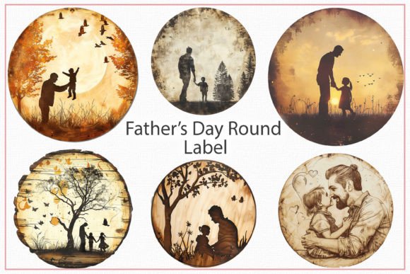 Fathers Day Round Label, PNG Graphic AI Transparent PNGs By Mehtap