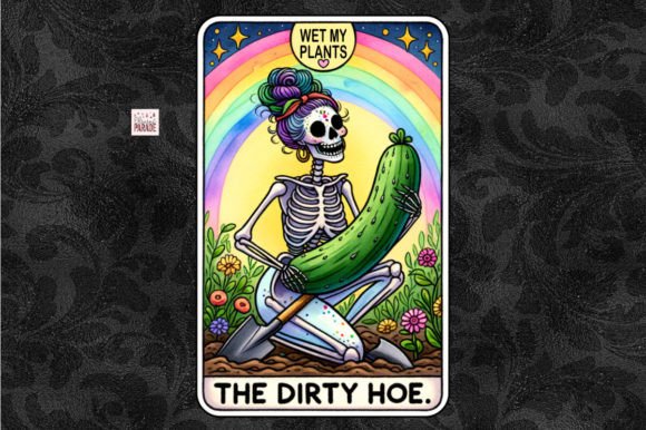 Funny Gardening Skeleton Tarot Card PNG Gráfico Manualidades Por oliviasparade