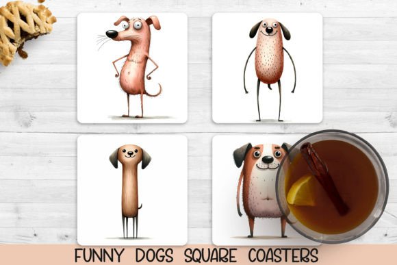 Funny Dogs Coasters. Sublimation PNG. Graphic AI Illustrations By NadineStore
