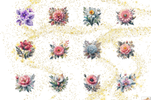 Glitter Flowers Clipart - Flower Png Graphic Illustrations By Artistic Revolution 8