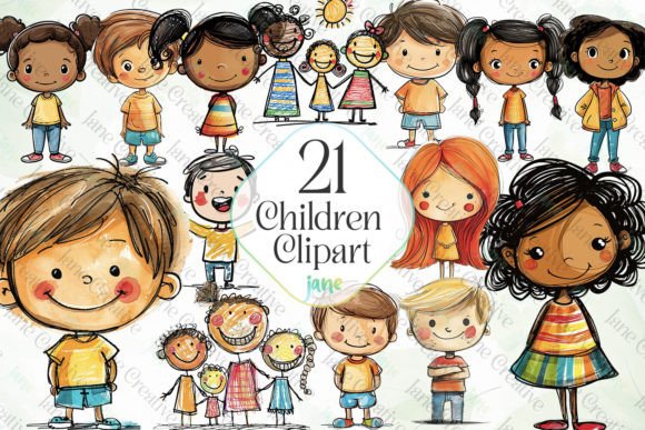 Hand-drawn Children Clipart Sublimation Graphic Illustrations By JaneCreative