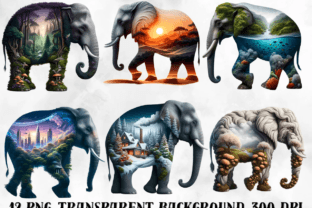 Landscape Clipart, Landscape Elephant Afbeelding Afdrukbare Illustraties Door AnetArtStore 3
