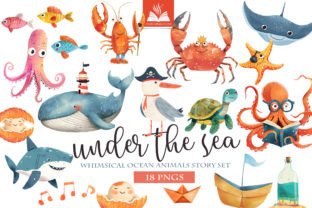 Ocean Sea Life Clipart PNG Graphic Illustrations By maebywild 2