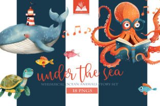 Ocean Sea Life Clipart PNG Graphic Illustrations By maebywild 4