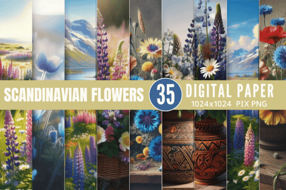 Scandinavian Flowers Background Bundle Gráfico Fondos Por Craft Fair