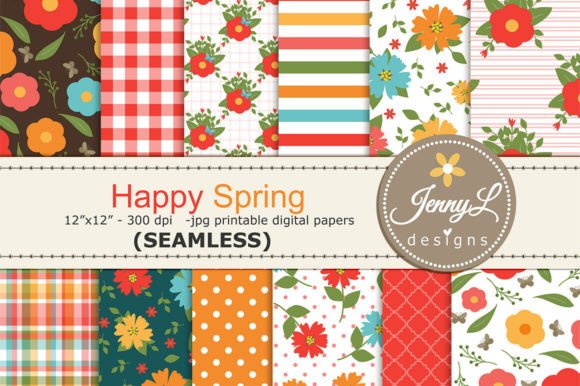Spring / Summer SEAMLESS Digital Papers Grafica Motivi di Carta Di jennyL_designs