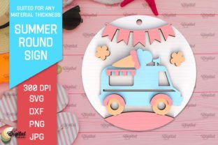 Summer Round Signs Laser Cut Bundle Graphic 3D SVG By Digital Idea 4