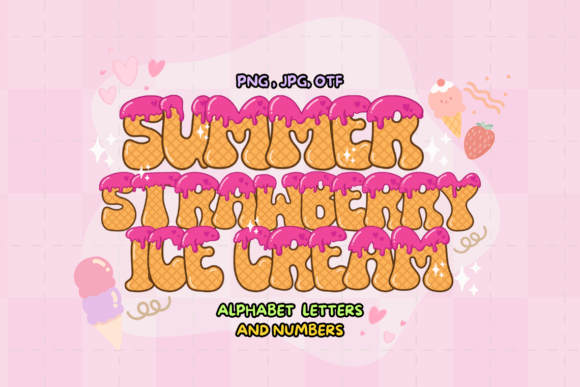 Summer Strawberry Ice Cream Color Fonts Font By VividDoodle
