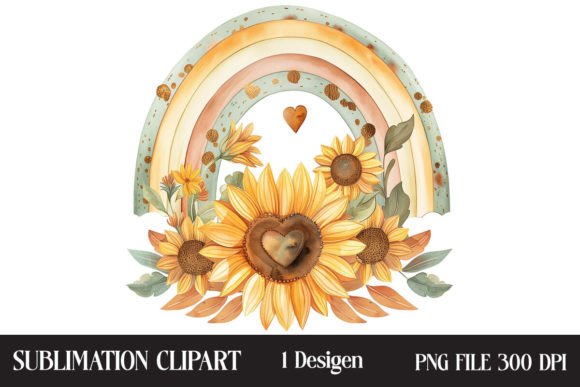 Sunflower Rainbow Clipart Graphic Illustrations By Creative Design House
