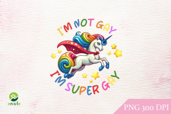 Unicorn Super Gay Pride LGBT PNG Grafika Ilustracje do Druku Przez Enistle