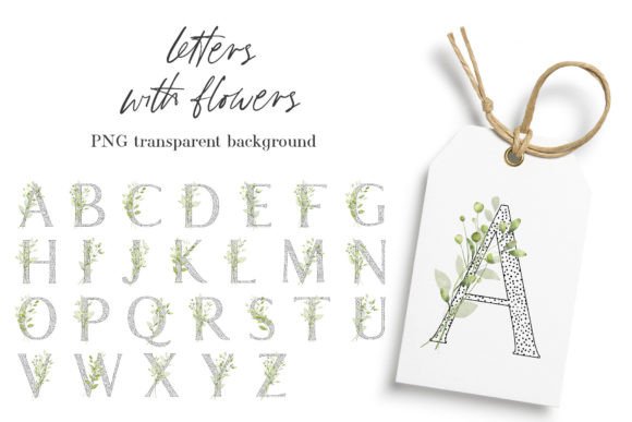 Alphabet, Letters, Monogram with Leaves. Graphic Illustrations By Larisa Maslova