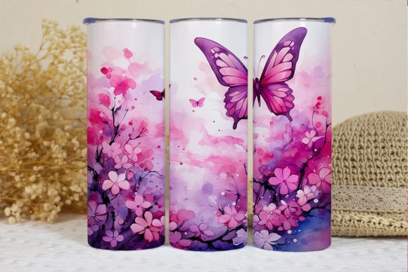 Butterfly Tumbler Wrap PNG Graphic Crafts By BonnyDesign