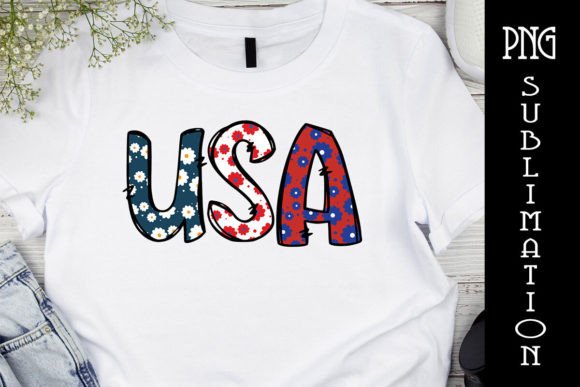 Cute USA Daisy Memorial Day Sublimation Graphic T-shirt Designs By Digital Creative Art