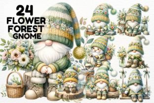 Flower Forest Gnome Clipart Graphic Print Templates By Arinnnnn Design 1