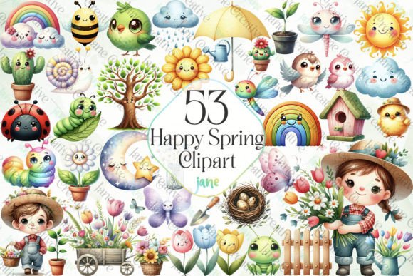 Happy Spring Sublimation Bundle Gráfico Ilustraciones Imprimibles Por JaneCreative