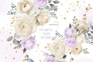 Purple Ivory Flowers Bouquets Clipart Illustration Illustrations Imprimables Par SunflowerLove 1