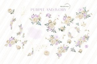 Purple Ivory Flowers Bouquets Clipart Illustration Illustrations Imprimables Par SunflowerLove 3