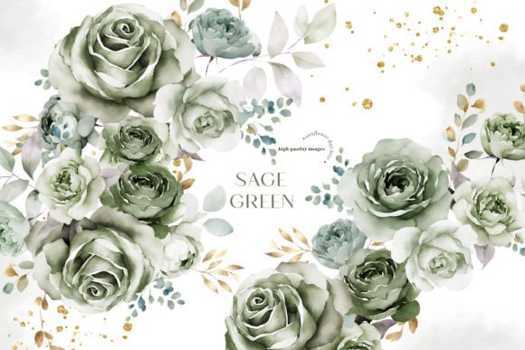 Sage Green Flowers Bouquets Clipart Gráfico Ilustraciones Imprimibles Por SunflowerLove