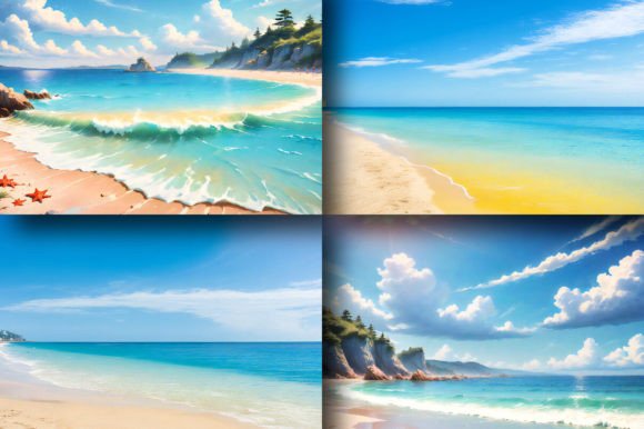 Summer Beach Scene Landscape Backgrounds Graphic Backgrounds By srempire