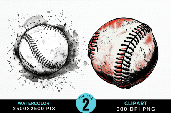 Watercolor Baseball Clipart PNG Design Gráfico Ilustrações para Impressão Por Regulrcrative