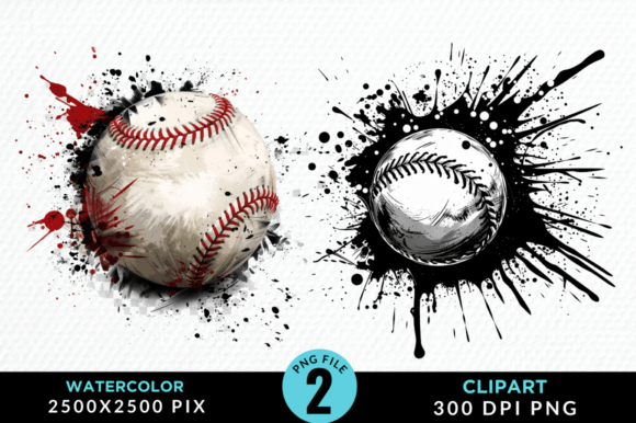Watercolor Baseball Clipart PNG Design Gráfico Ilustrações para Impressão Por Regulrcrative