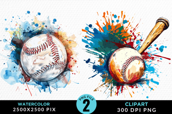 Watercolor Baseball Clipart PNG Design Graphic Illustrations By Regulrcrative