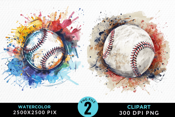 Watercolor Baseball Clipart PNG Design Graphic Illustrations By Regulrcrative