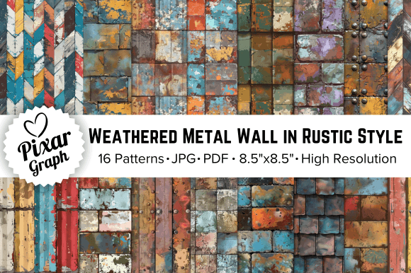 Weathered Metal Wall in Rustic Style Pat Illustration Modèles de Papier Par pixargraph
