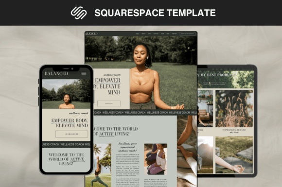 Wellness Coach Web Site Squarespace Graphic Site Templates By Art's and Patterns