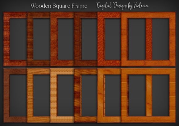 Wooden Chunky Square Frame Graphic Objects By Digital Designs by Victoria