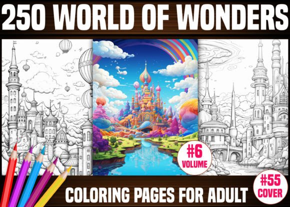 250 World of Wonders Coloring Pages -KDP Illustration Pages et livres de coloriage pour adultes Par E A G L E
