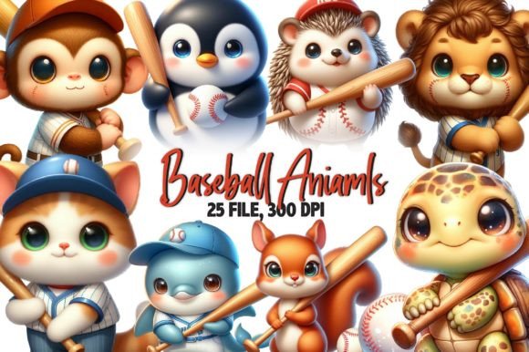 Baseball Aniamls Sublimation Clipart Graphic Illustrations By Dreamshop