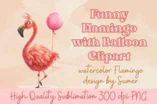 Funny Angry Flamingo Bird with Balloon Gráfico Gráficos IA Por Sumer Store 1
