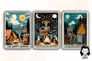 Funny Skeleton Tarot Cards Sublimation Graphic Illustrations By Cat Lady 6