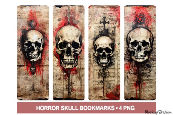 Horror Skulls Bookmarks Printable PNG Graphic AI Graphics By Mockup Station