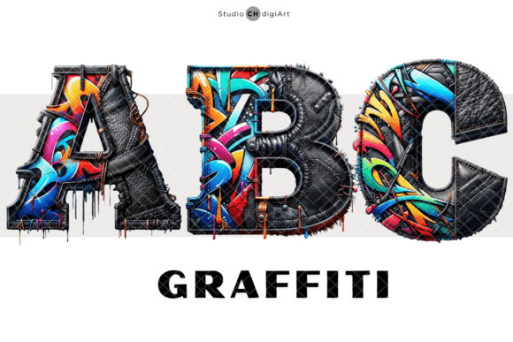 Leather Graffiti Alphabet Graphic AI Transparent PNGs By CHdigiArt