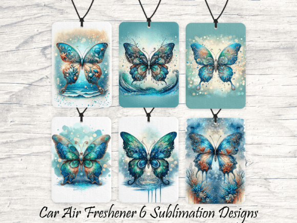 Ocean Butterflies Car Air Freshener PNG Illustration Modèles d'Impression Par TheWhimsySubHub