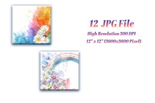 Rainbow Summer Flower Digital Paper Gráfico Fondos Por DifferPP 2