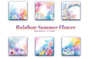 Rainbow Summer Flower Digital Paper Gráfico Fondos Por DifferPP 3