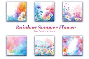 Rainbow Summer Flower Digital Paper Gráfico Fondos Por DifferPP 4