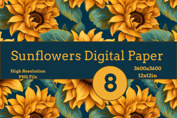 Sunflower Digital Paper Grafika Papierowe Wzory Przez Chase Minds Creative