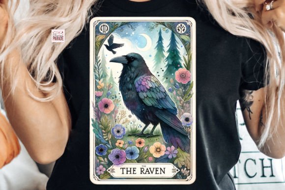 The Raven Tarot Card PNG Crow Gráfico Plantillas de Impresión Por Pixel Paige Studio