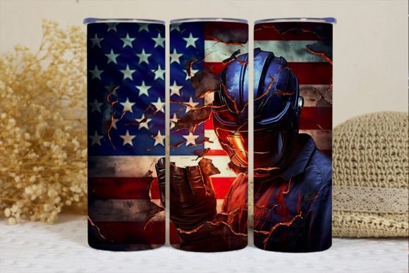 Welder Patriotic American Flag Tumbler Graphic Crafts By BonnyDesign