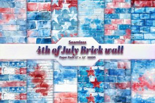 4th of July Brick Wall Digital Paper Graphic Backgrounds By DifferPP 1