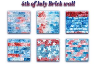 4th of July Brick Wall Digital Paper Graphic Backgrounds By DifferPP 3