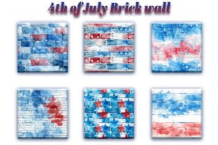 4th of July Brick Wall Digital Paper Graphic Backgrounds By DifferPP 4