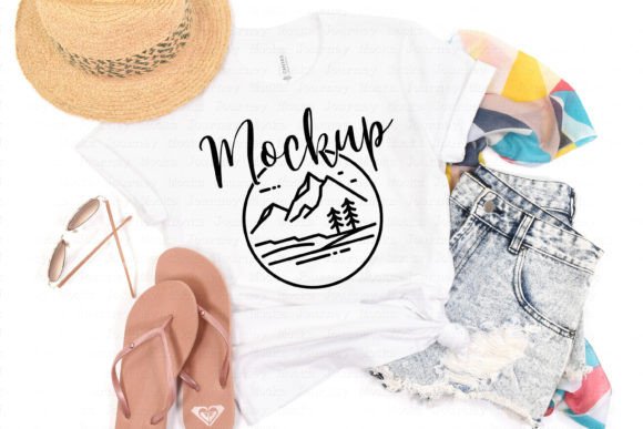 Bella Canvas 3001 White Beach Mockup Graphic Product Mockups By Themockupshoppe