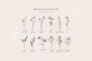 Birth Month Flowers, Botanicals Grafik Druckbare Illustrationen Von Olya.Creative 3