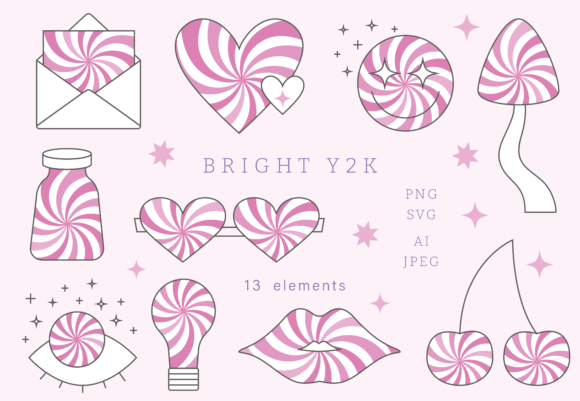 Bright Y2K Clipart Graphic Crafts By Purrga